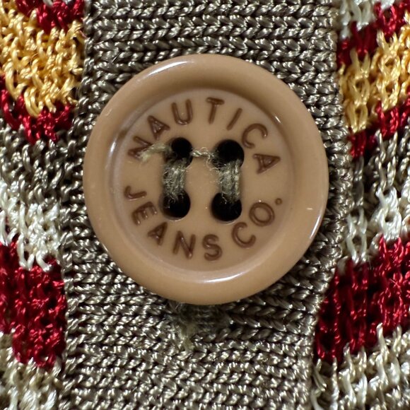 Nautica Jeans Company Zigzag Chevron Knit Cardigan L Made in Australia Y2K Luxe - Picture 6 of 12